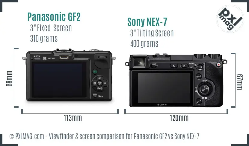 Panasonic GF2 vs Sony NEX-7 Screen and Viewfinder comparison