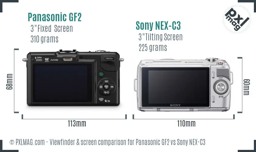 Panasonic GF2 vs Sony NEX-C3 Screen and Viewfinder comparison