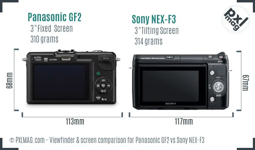 Panasonic GF2 vs Sony NEX-F3 Screen and Viewfinder comparison