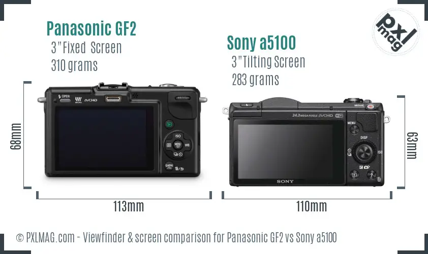 Panasonic GF2 vs Sony a5100 Screen and Viewfinder comparison