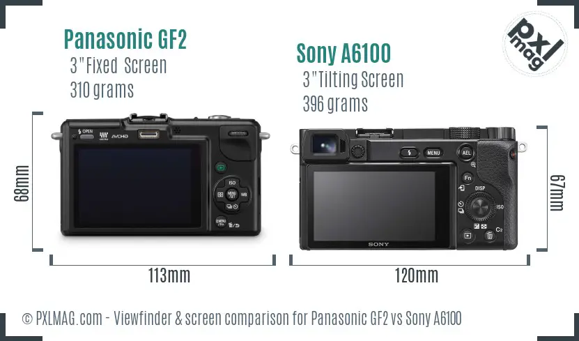 Panasonic GF2 vs Sony A6100 Screen and Viewfinder comparison
