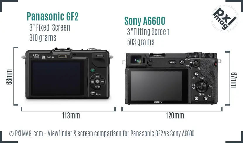 Panasonic GF2 vs Sony A6600 Screen and Viewfinder comparison Panasonic GF2 vs Sony A6600 Screen and Viewfinder comparison