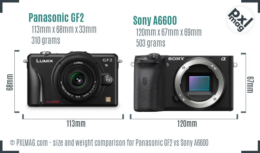 Panasonic GF2 vs Sony A6600 size comparison Panasonic GF2 vs Sony A6600 size comparison
