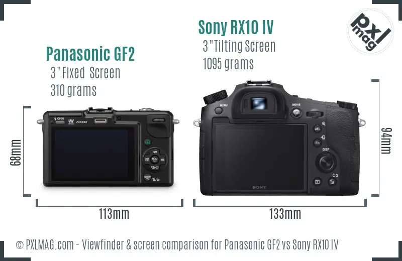 Panasonic GF2 vs Sony RX10 IV Screen and Viewfinder comparison Panasonic GF2 vs Sony RX10 IV Screen and Viewfinder comparison