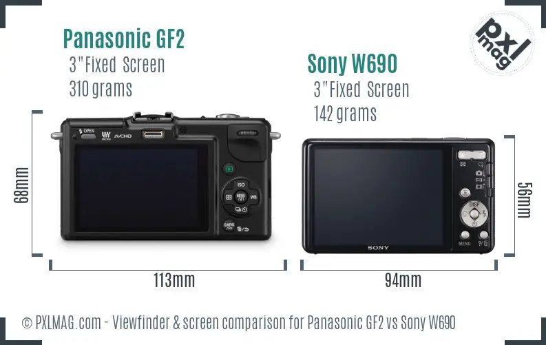 Panasonic GF2 vs Sony W690 Screen and Viewfinder comparison