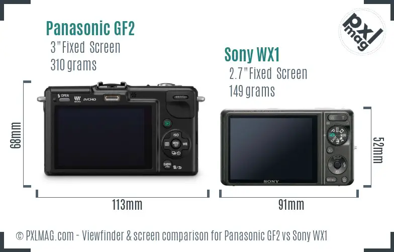 Panasonic GF2 vs Sony WX1 Screen and Viewfinder comparison