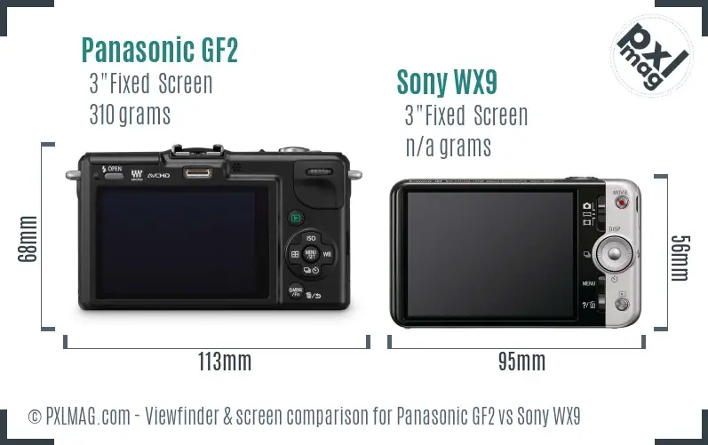 Panasonic GF2 vs Sony WX9 Screen and Viewfinder comparison