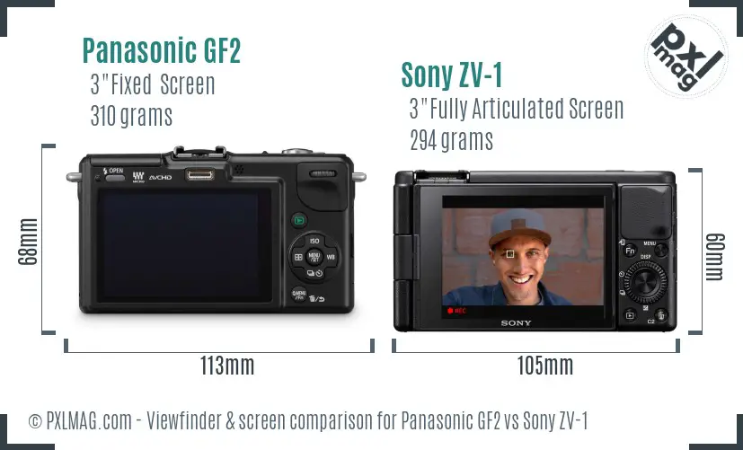 Panasonic GF2 vs Sony ZV-1 Screen and Viewfinder comparison Panasonic GF2 vs Sony ZV-1 Screen and Viewfinder comparison