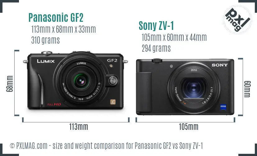 Panasonic GF2 vs Sony ZV-1 size comparison Panasonic GF2 vs Sony ZV-1 size comparison