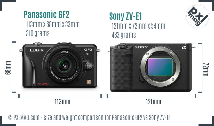 Panasonic GF2 vs Sony ZV-E1 size comparison