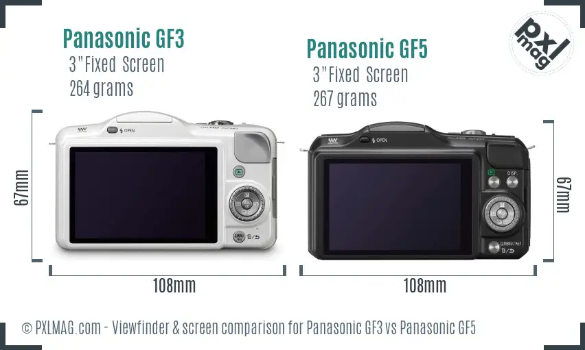 Panasonic GF3 vs Panasonic GF5 Screen and Viewfinder comparison