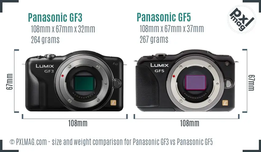 Panasonic GF3 vs Panasonic GF5 size comparison