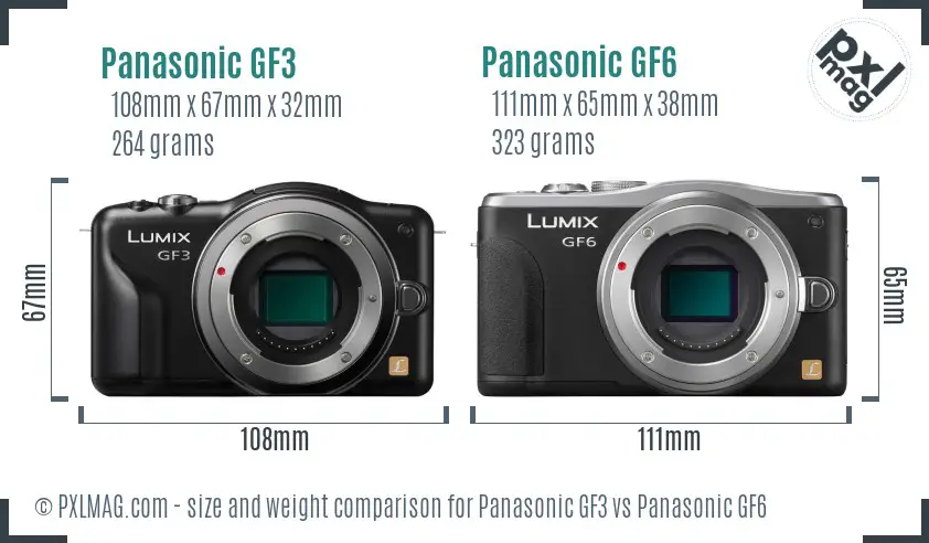 Panasonic GF3 vs Panasonic GF6 size comparison