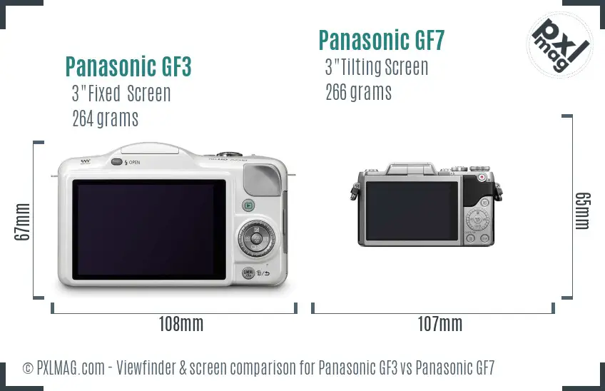 Panasonic GF3 vs Panasonic GF7 Screen and Viewfinder comparison