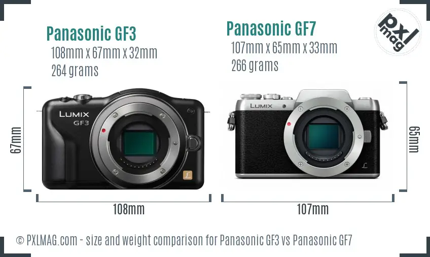 Panasonic GF3 vs Panasonic GF7 size comparison