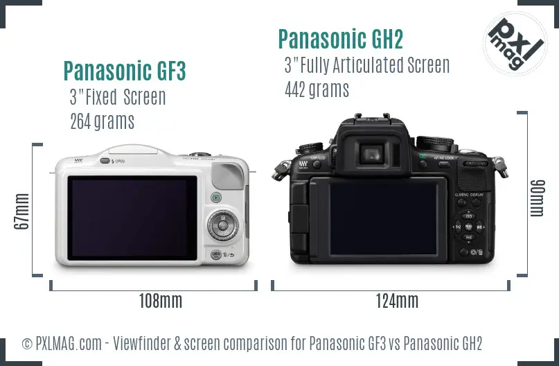 Panasonic GF3 vs Panasonic GH2 Screen and Viewfinder comparison
