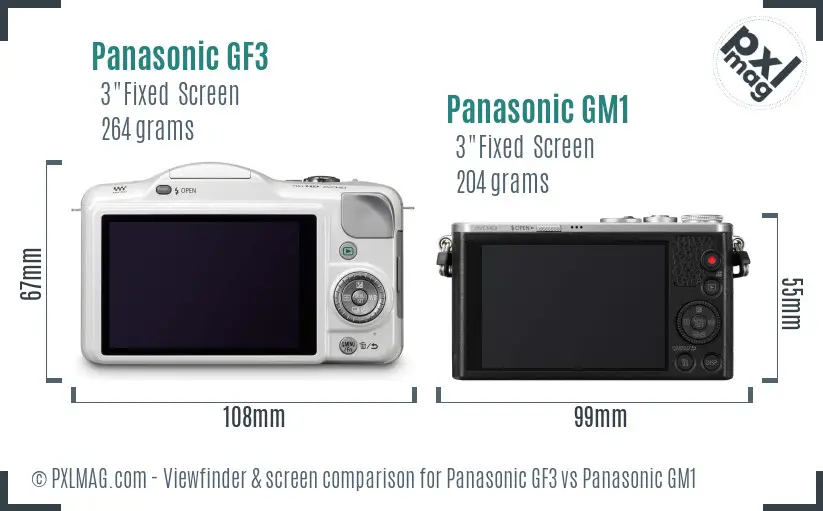 Panasonic GF3 vs Panasonic GM1 Screen and Viewfinder comparison
