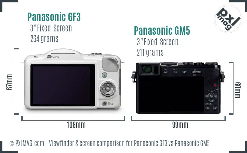 Panasonic GF3 vs Panasonic GM5 Screen and Viewfinder comparison