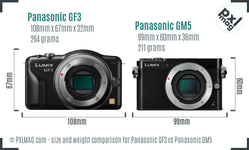 Panasonic GF3 vs Panasonic GM5 size comparison