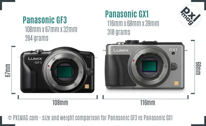 Panasonic GF3 vs Panasonic GX1 size comparison