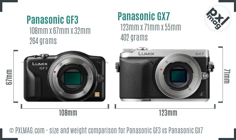 Panasonic GF3 vs Panasonic GX7 size comparison