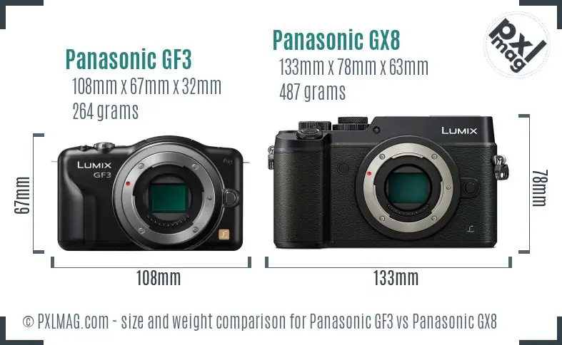 Panasonic GF3 vs Panasonic GX8 size comparison