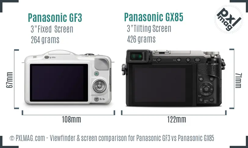 Panasonic GF3 vs Panasonic GX85 Screen and Viewfinder comparison