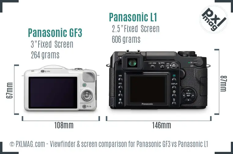 Panasonic GF3 vs Panasonic L1 Screen and Viewfinder comparison