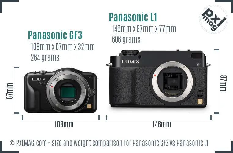 Panasonic GF3 vs Panasonic L1 size comparison