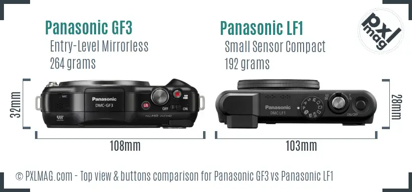Panasonic GF3 vs Panasonic LF1 top view buttons comparison