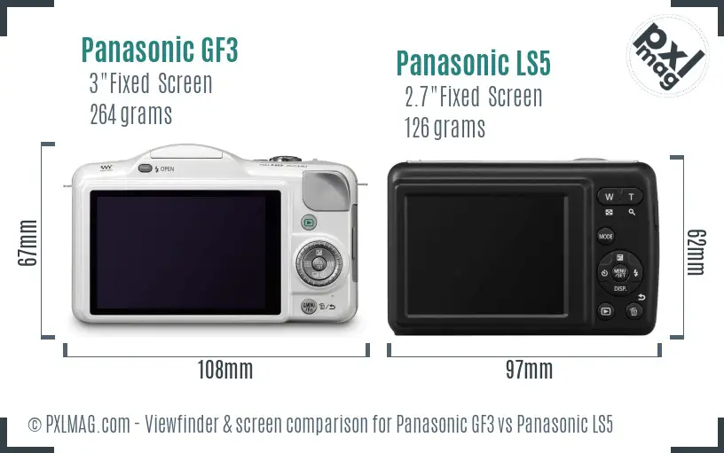 Panasonic GF3 vs Panasonic LS5 Screen and Viewfinder comparison
