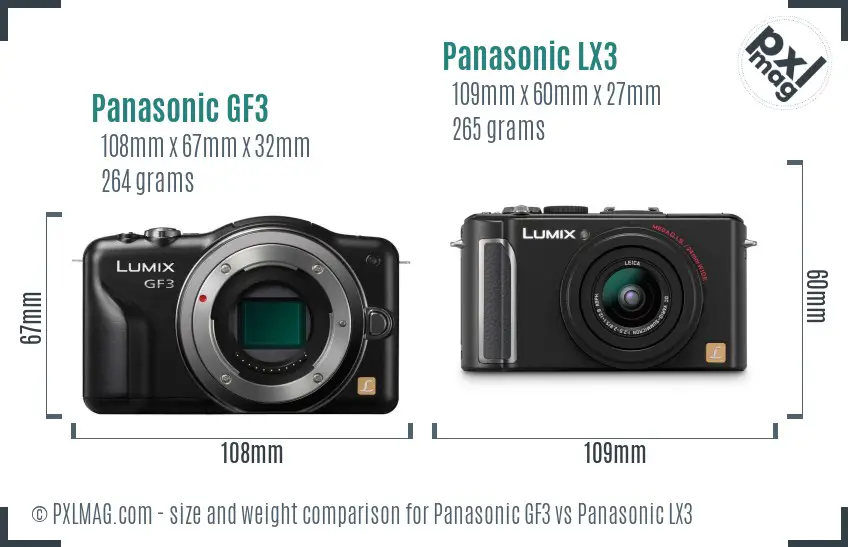 Panasonic GF3 vs Panasonic LX3 size comparison