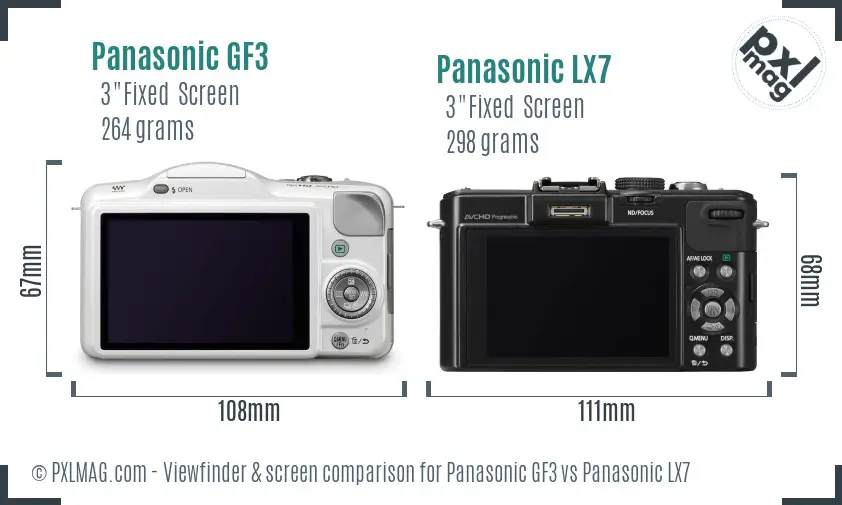 Panasonic GF3 vs Panasonic LX7 Screen and Viewfinder comparison