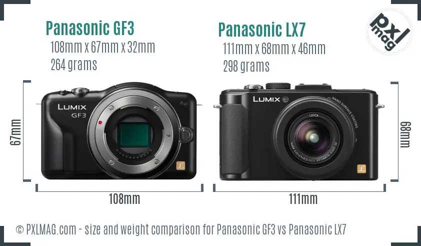 Panasonic GF3 vs Panasonic LX7 size comparison