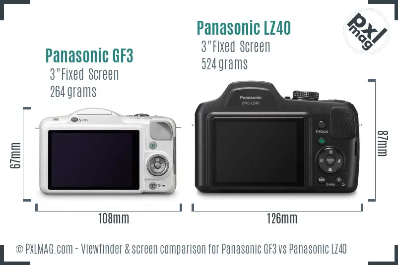 Panasonic GF3 vs Panasonic LZ40 Screen and Viewfinder comparison