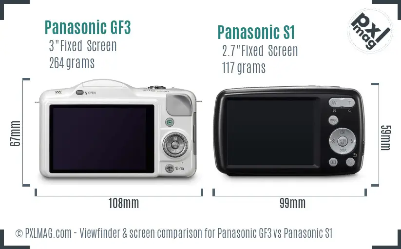 Panasonic GF3 vs Panasonic S1 Screen and Viewfinder comparison