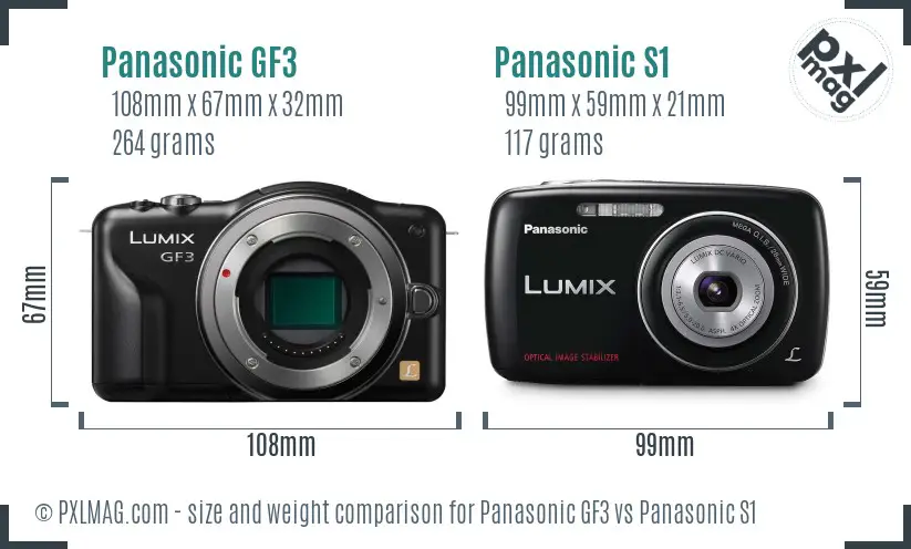 Panasonic GF3 vs Panasonic S1 size comparison