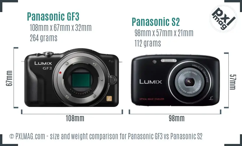 Panasonic GF3 vs Panasonic S2 size comparison