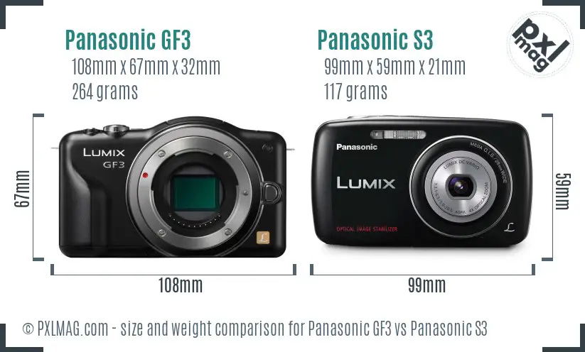 Panasonic GF3 vs Panasonic S3 size comparison
