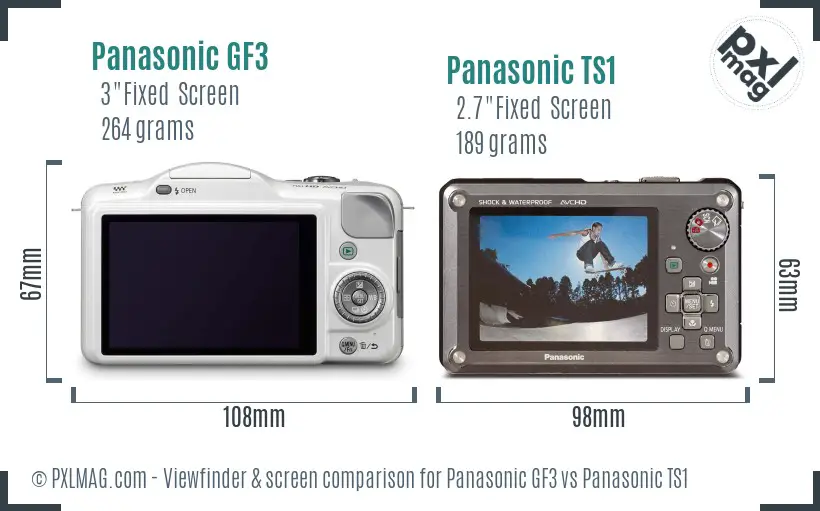 Panasonic GF3 vs Panasonic TS1 Screen and Viewfinder comparison