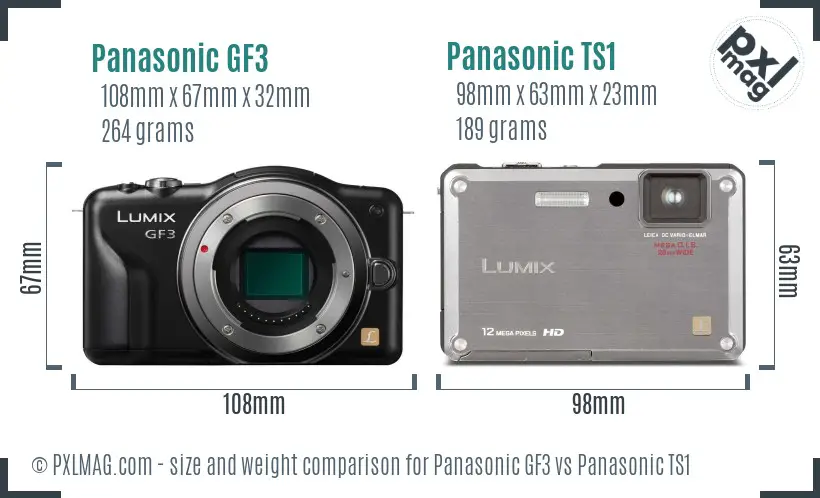 Panasonic GF3 vs Panasonic TS1 size comparison