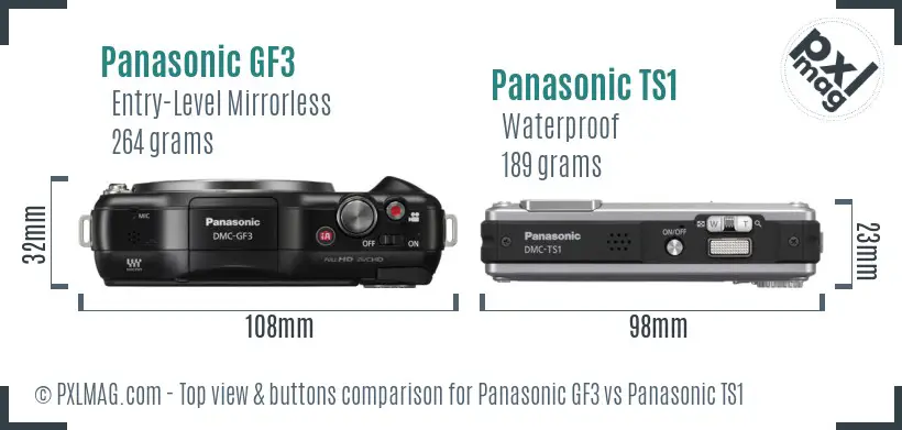 Panasonic GF3 vs Panasonic TS1 top view buttons comparison