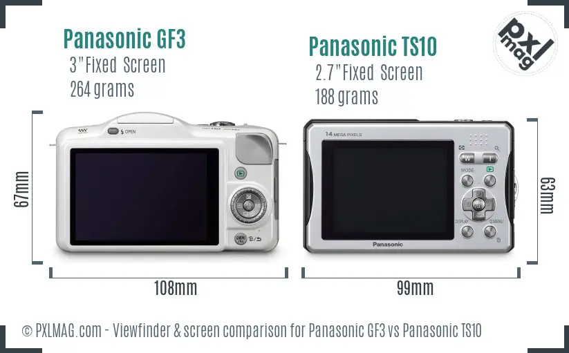 Panasonic GF3 vs Panasonic TS10 Screen and Viewfinder comparison