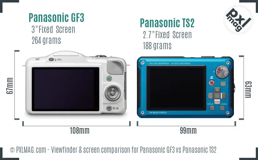 Panasonic GF3 vs Panasonic TS2 Screen and Viewfinder comparison