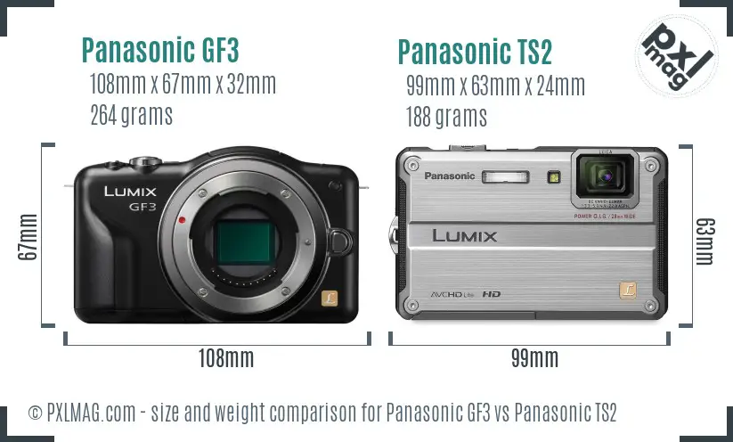 Panasonic GF3 vs Panasonic TS2 size comparison