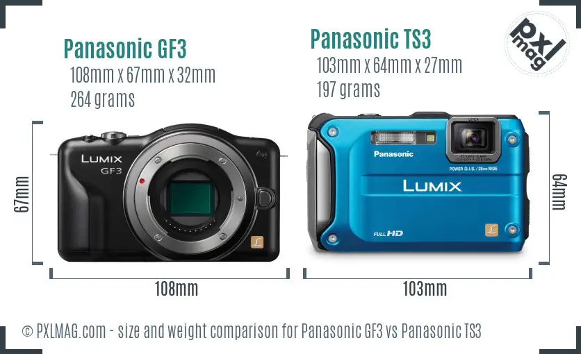 Panasonic GF3 vs Panasonic TS3 size comparison