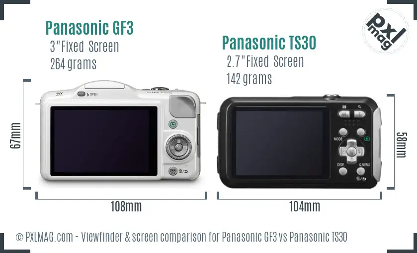 Panasonic GF3 vs Panasonic TS30 Screen and Viewfinder comparison