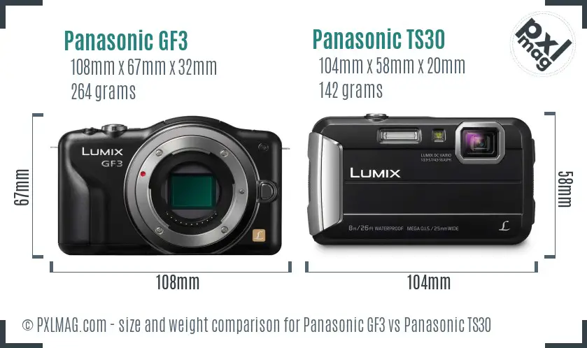 Panasonic GF3 vs Panasonic TS30 size comparison