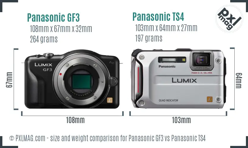Panasonic GF3 vs Panasonic TS4 size comparison