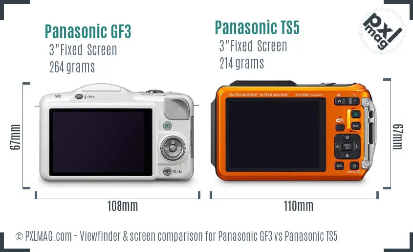 Panasonic GF3 vs Panasonic TS5 Screen and Viewfinder comparison